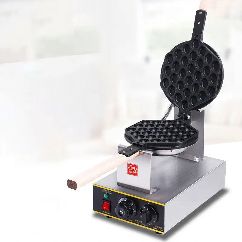 Eggy Maker Electric Bubble Waffle Maker 7.8'' NonStick Hong Kong Style Egg Waffle Iron Baker with Timer & Temperature Control