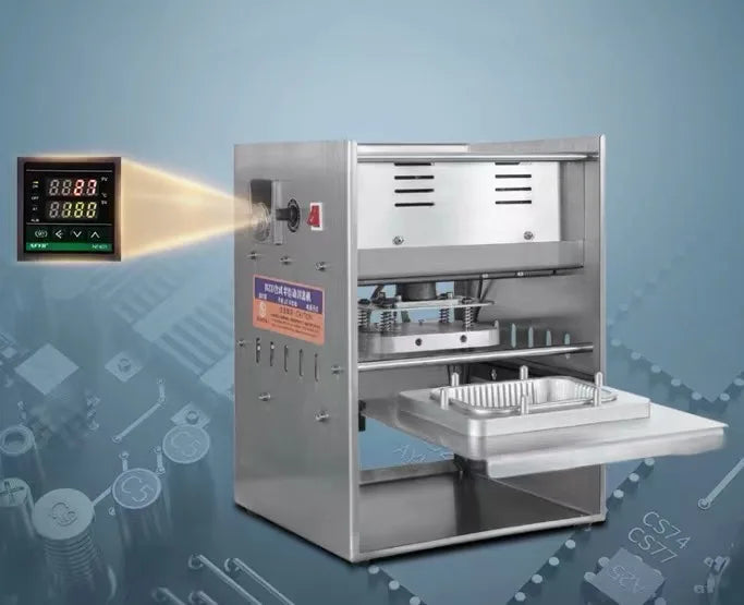 TEBAK Customized Packaging Design Electric Round Aluminum Foil Container Lid Box Trays Sealer Heat Sealing Machine for Sale