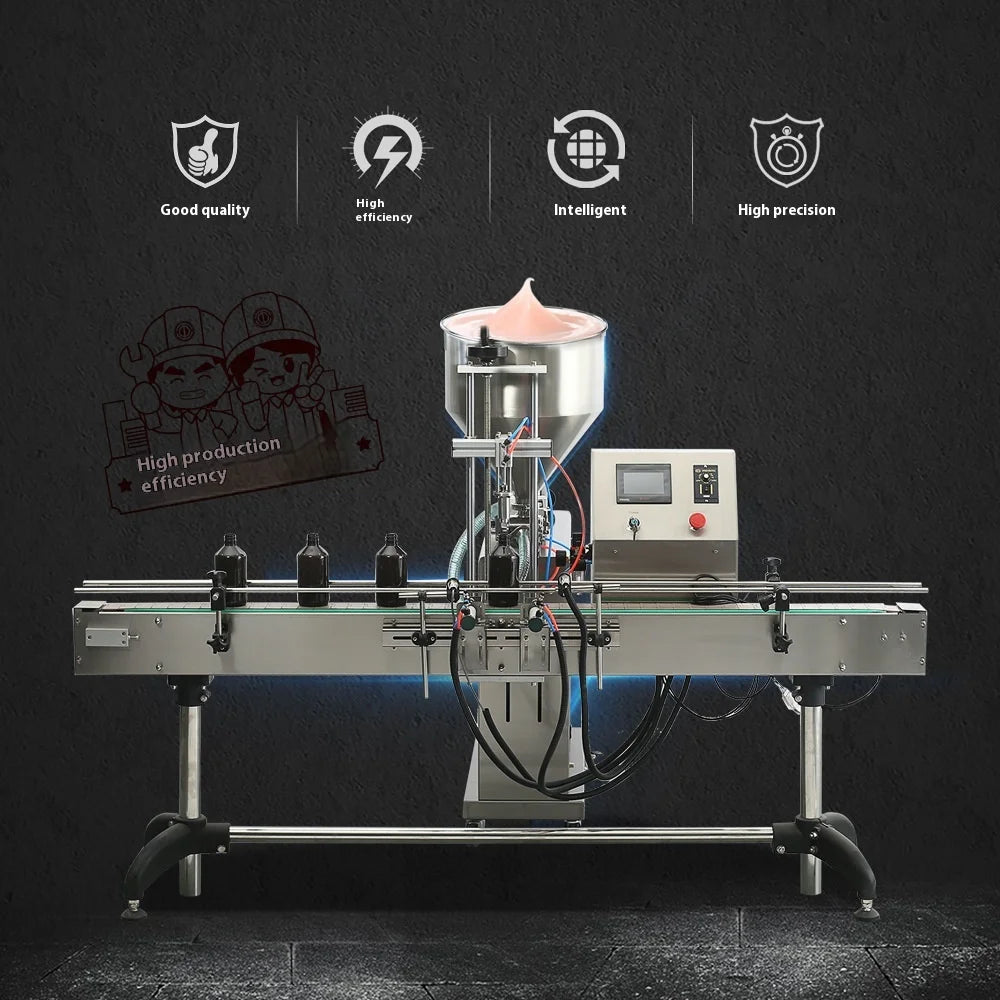 TEBAK Automatic Liquid Machine Small Bottles Lotion Cream Cosmetic Food Viscous Liquid Filling Machine With Conveyor and Hopper
