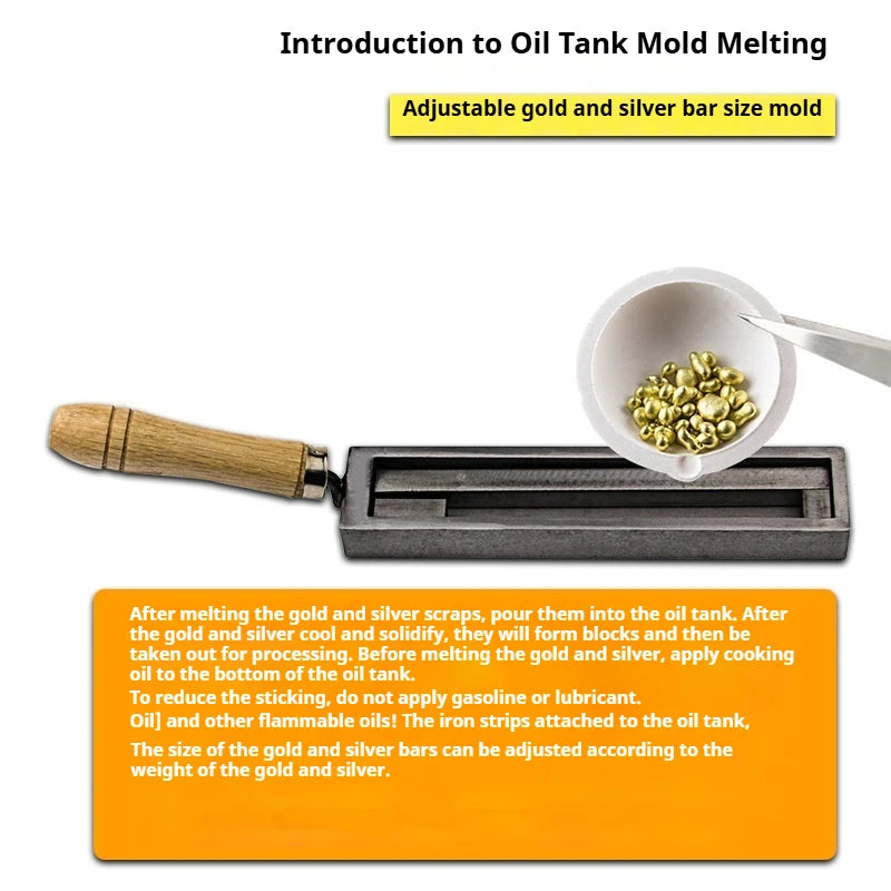 TEBAK Jewelry Tools Jewelry Melting Mould Gold Silver Copper Casting Steel Trough Jewelry Casting Ingot Mold Dual Use Ingot Mold