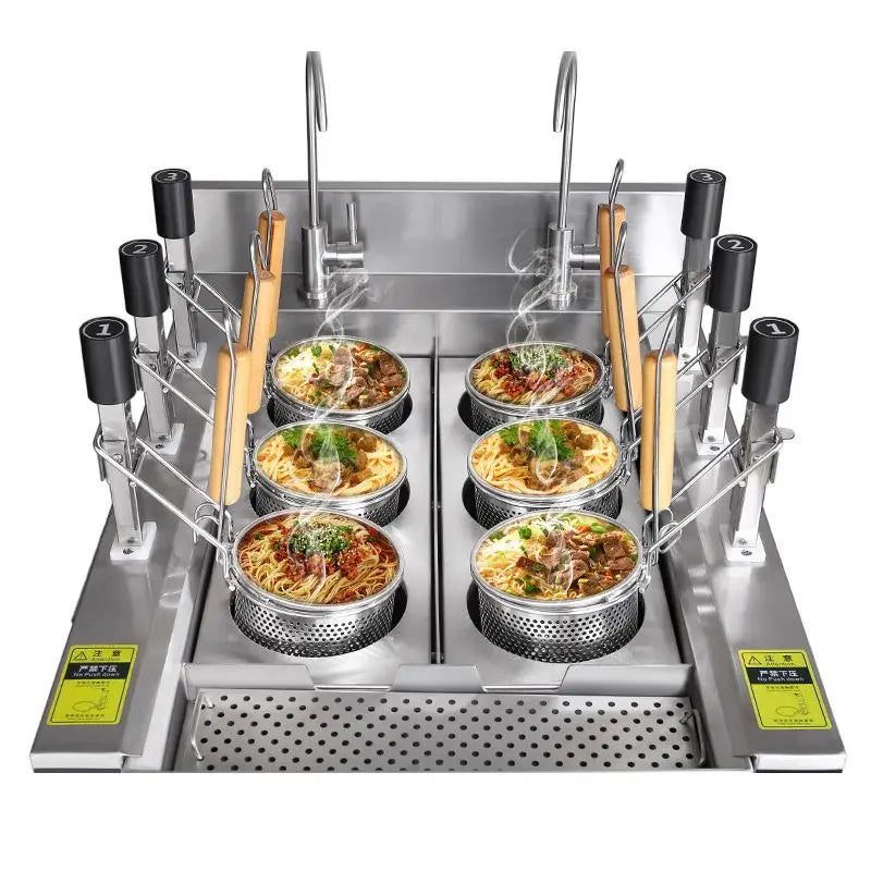 TEBAK Automatic Boiler Six-pot Pasta Cooker Basket Electric Pasta Cooker Noodle Cooking Machine Snacks Cooker Cooking Equipment