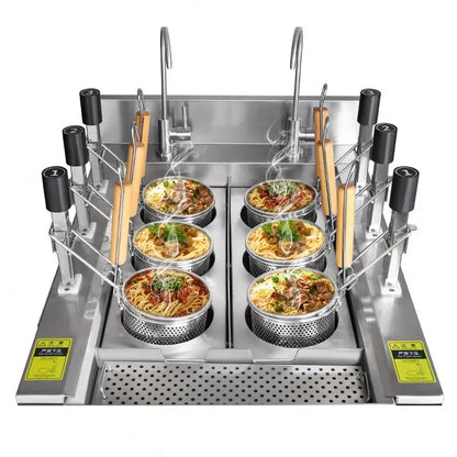 TEBAK Automatic Boiler Six-pot Pasta Cooker Basket Electric Pasta Cooker Noodle Cooking Machine Snacks Cooker Cooking Equipment