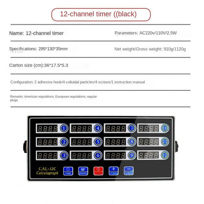 Restaurant Stainless Steel Burger Calculagraph Mechanical Timer Commercial Digital 8 Channels Kitchen Timer for Fried Food
