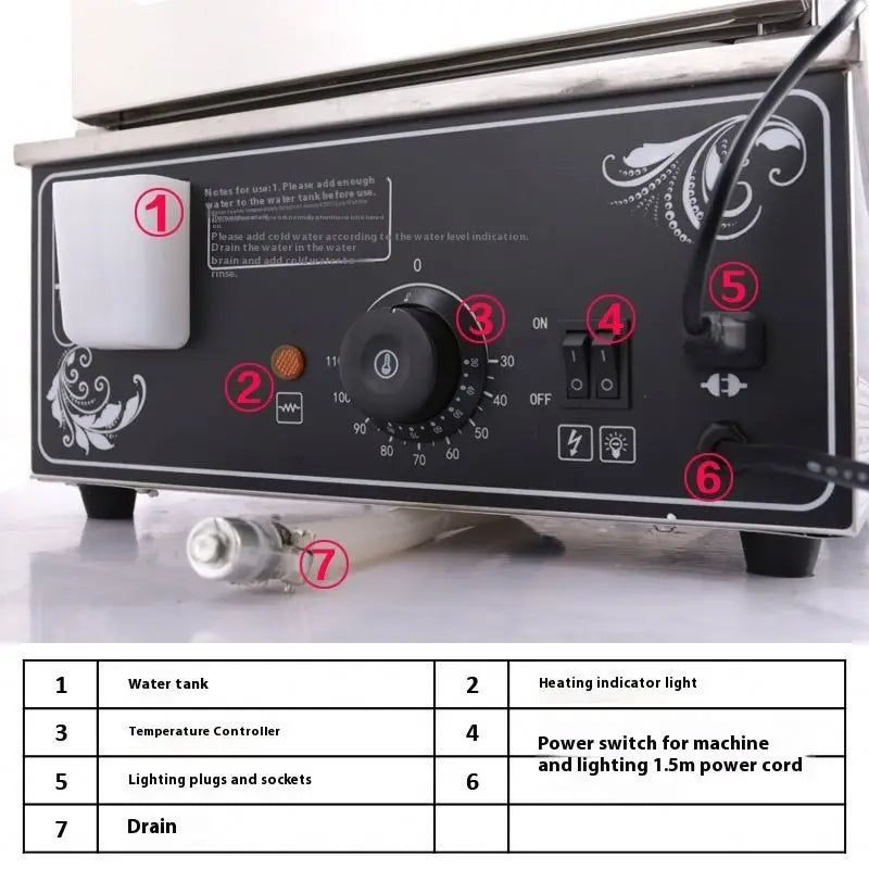 TEBAK Commercial Aluminium Tray Dim Sum Hotel Restaurant Electric Food Display Warmer Steamer Industrial Steamer Cabinet