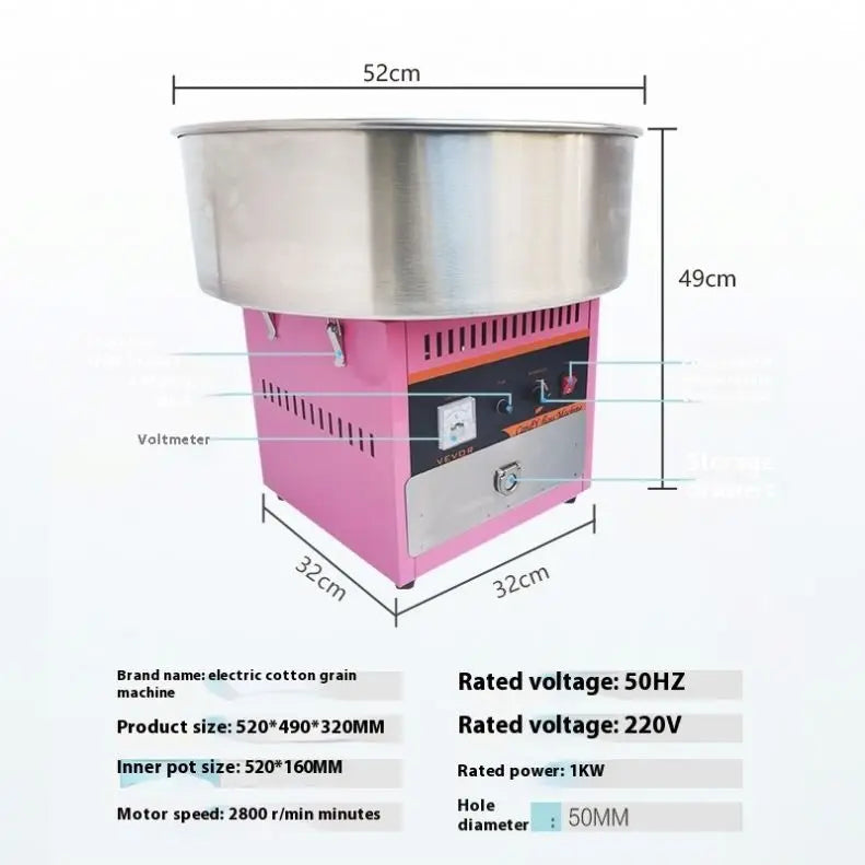 TEBAK Commercial Candy Floss Machine Pink Cotton Candy Floss Sugar Sweet Maker Cotton Candy Machine Marshmallow Making Machine