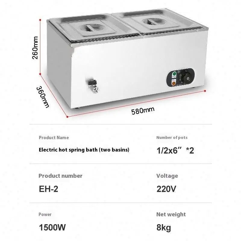 Warm Soup Pool Stainless Steel Heated Three Soup Pools Electric Soup tank Food Warmer Bain Marie Temperature Control