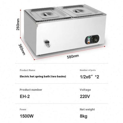 Warm Soup Pool Stainless Steel Heated Three Soup Pools Electric Soup tank Food Warmer Bain Marie Temperature Control