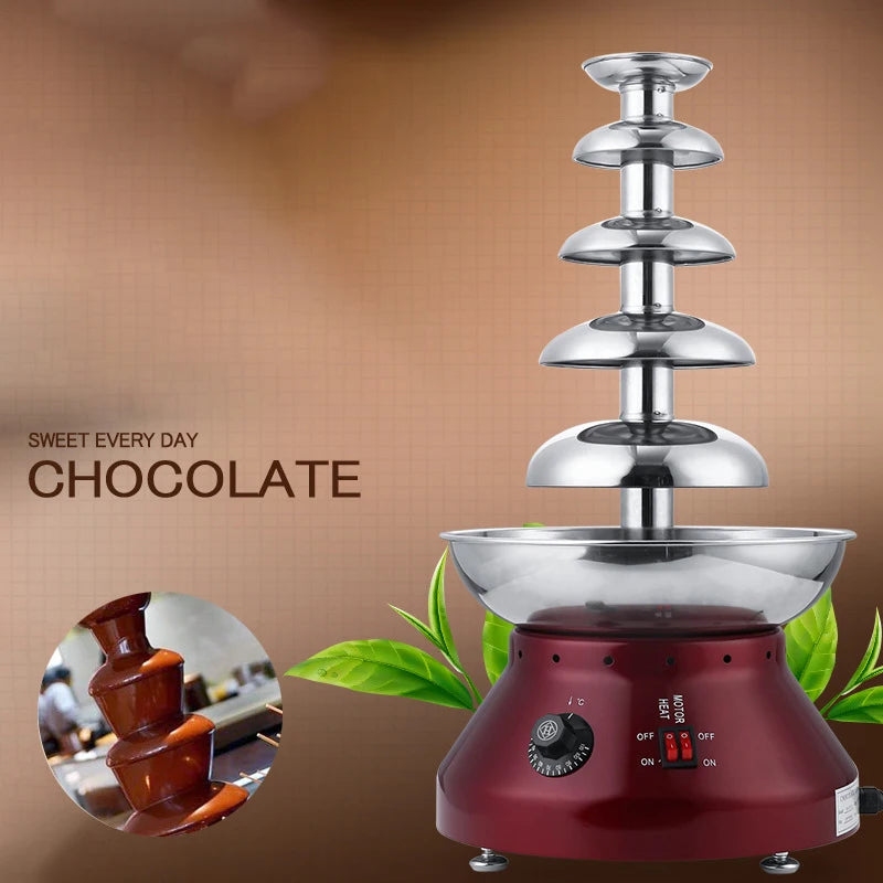 4/5/6/7 Layer Commercial Chocolate Fountain Machine Chocolate Drizzle Heating Waterfall Machine Chocolate Coating Machine