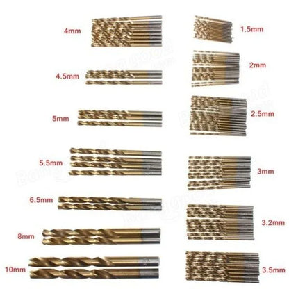 TEBAK Wholesale Customized 99 PCS Straight Shank HSS Titanium Coating Twist Drills Bits Set