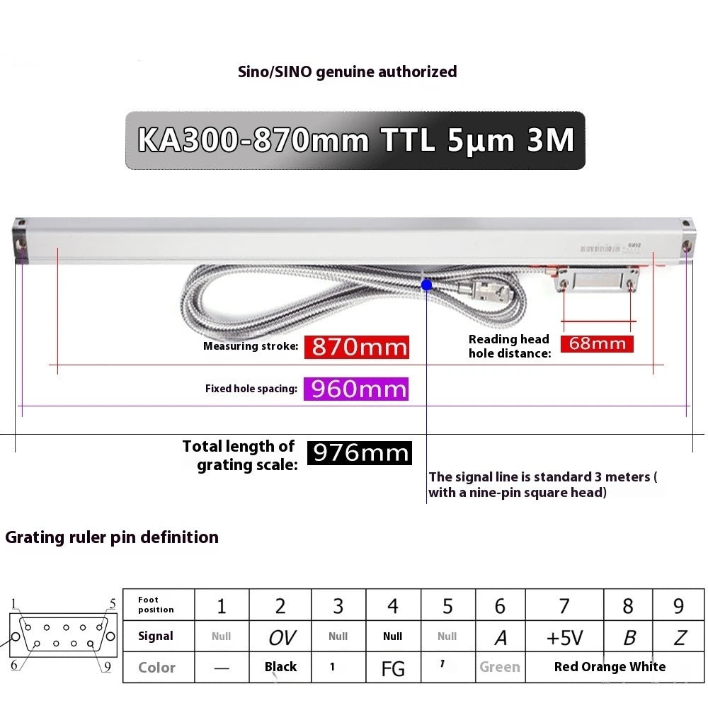 KA35 100 150 200 250mm KA300-320mm Linear Scale Encoder System 5um Resolution 320mm Linear Slide for Milling Machine