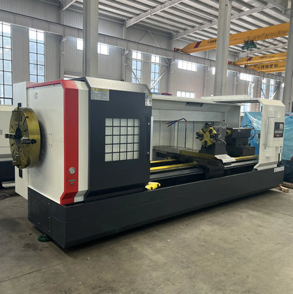 TEBAK CNC Lathe Machine Flat Bed 1100 W Lathe Machine 3000QK1327 Double Chuck CNC Pipe Threading Lathe Machine