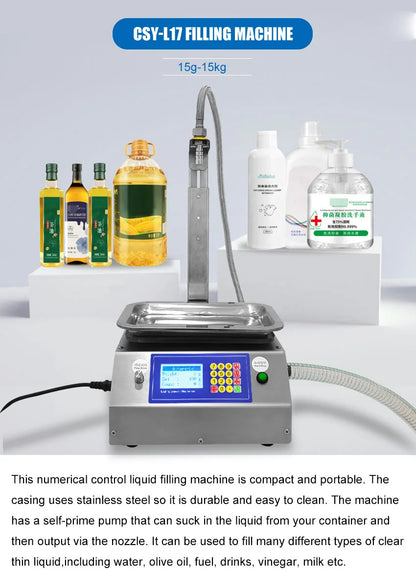 TEBAK CSY-L17 High-Quality Semi-Automatic Weighing Gear Pump Filling Machine for Paste Honey, Shampoo, Cosmetic Cream