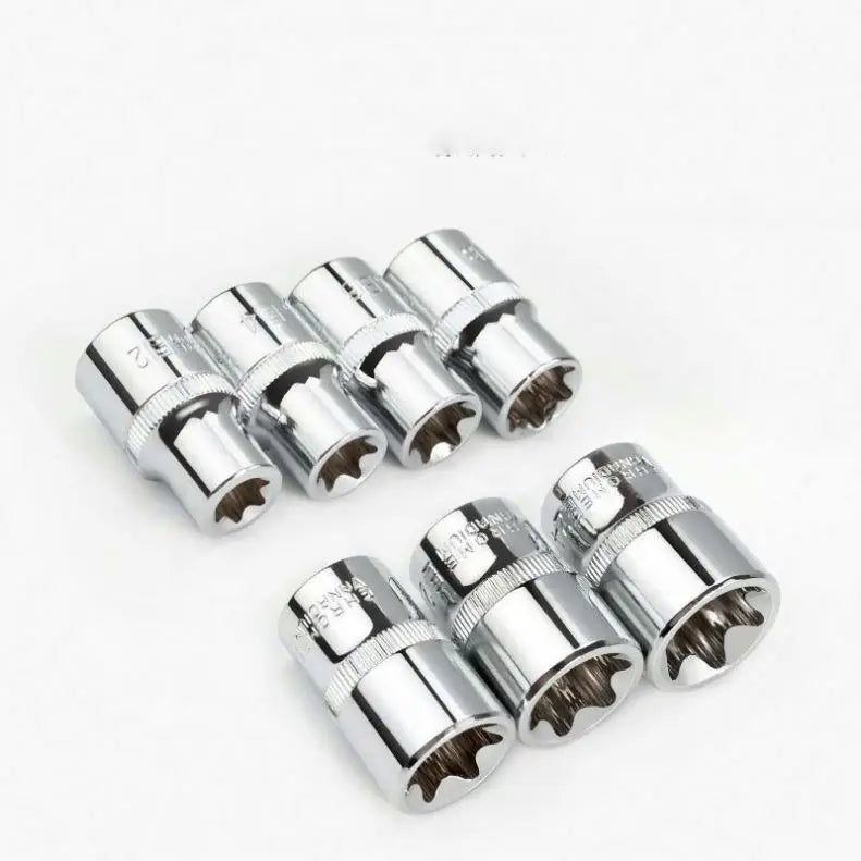 TEBAK Crv Material 14pcs/set E Torx Star Female Bit Sockets Set 1/2" 3/8" 1/4" Drive E4 - E24 Repair Tools Hand Tool Set Sleeve