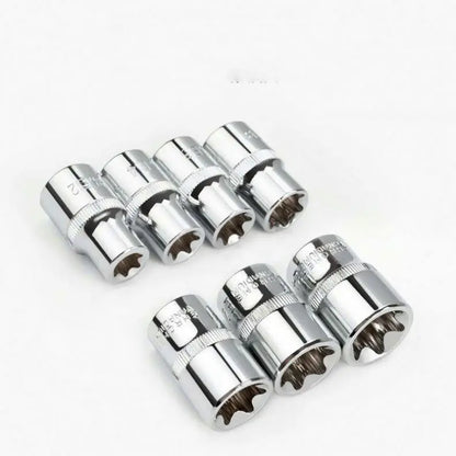 TEBAK Crv Material 14pcs/set E Torx Star Female Bit Sockets Set 1/2" 3/8" 1/4" Drive E4 - E24 Repair Tools Hand Tool Set Sleeve