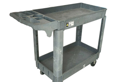 Tray Top Trolley Cart 2 Tier Stable Utility Plastic Service Cart Food Trolley for Restaurant