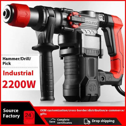 2200W Portable Cordless Impact Drill Set Unique Design Electric Rotary Hammer for Industrial Use Demolition Hammer Tool