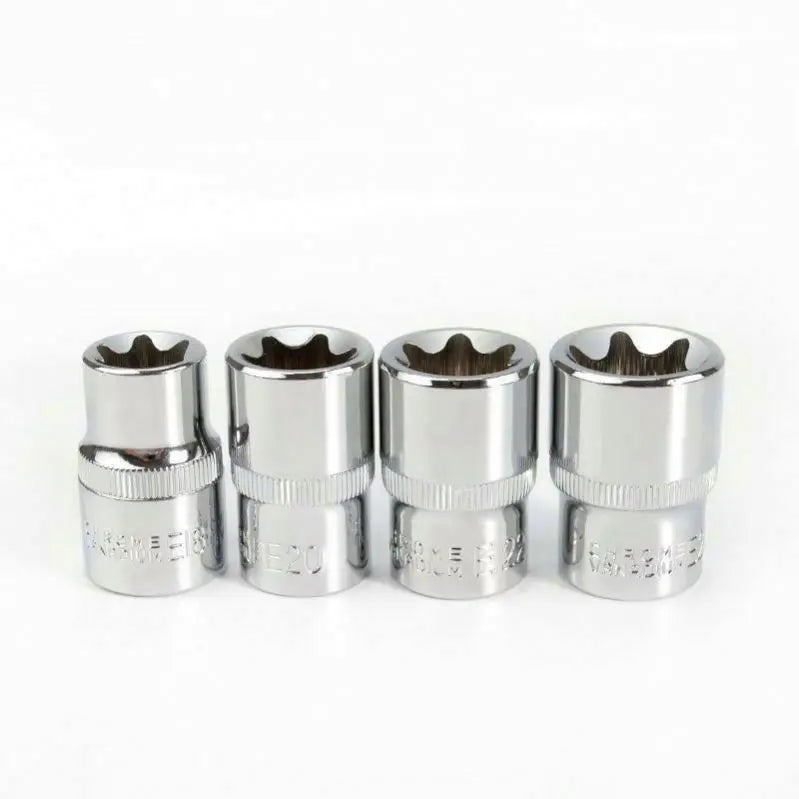 TEBAK Crv Material 14pcs/set E Torx Star Female Bit Sockets Set 1/2" 3/8" 1/4" Drive E4 - E24 Repair Tools Hand Tool Set Sleeve