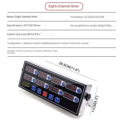 Restaurant Stainless Steel Burger Calculagraph Mechanical Timer Commercial Digital 8 Channels Kitchen Timer for Fried Food