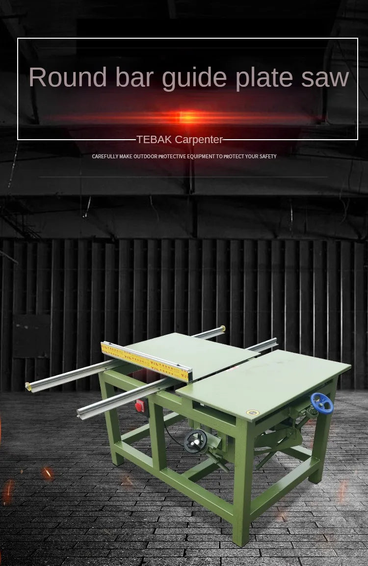 Woodworking Precision Guide Rail Push Table Saw Horizontal Furniture Solid Log Opener 45 Degree Angle Cutting Sawing Machine