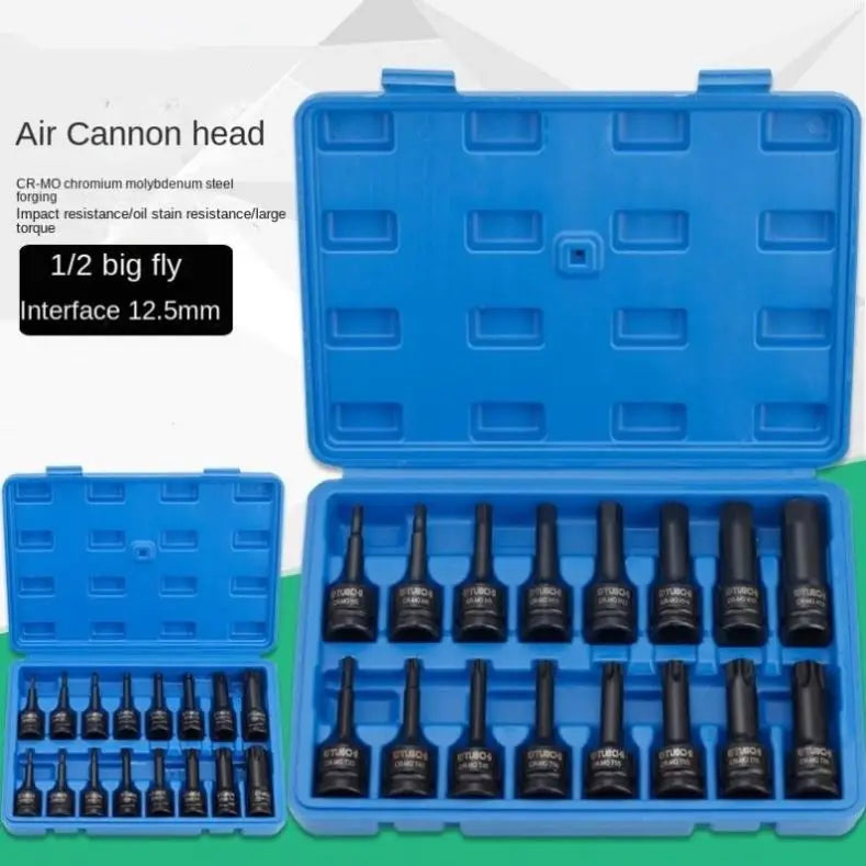 TEBAK 16pcs Hexagonal and Inner Six Flowers Impact Socket Bit Drive Socket Set