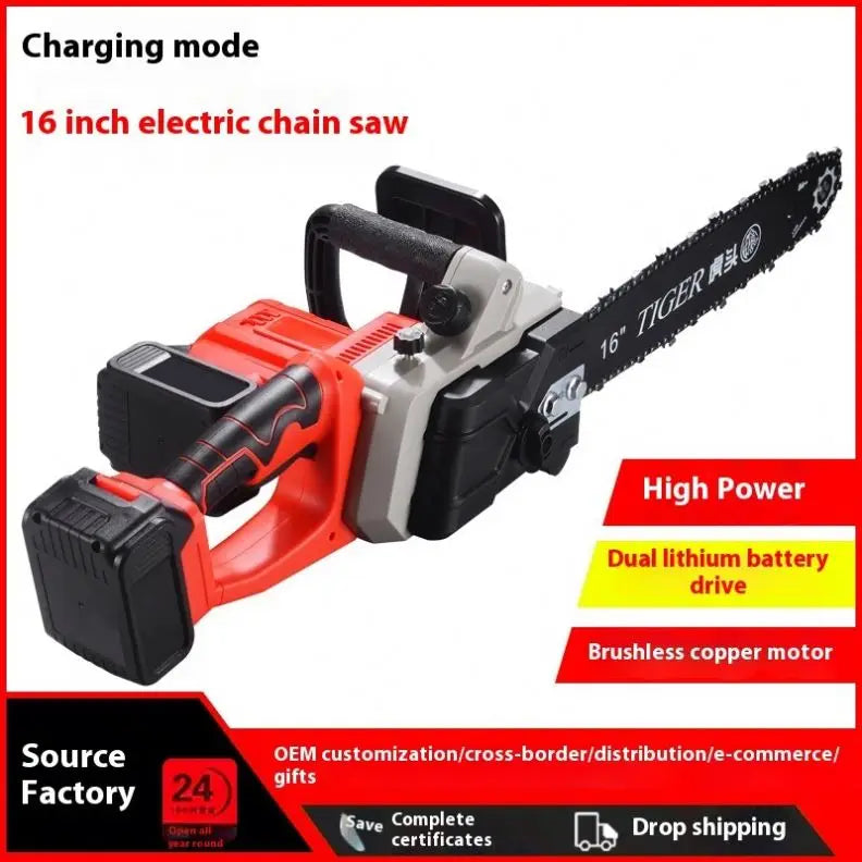 16inch High Power Hand-held Electric Chainsaw Power Tools Cordless Chainsaw for Cutting Woods