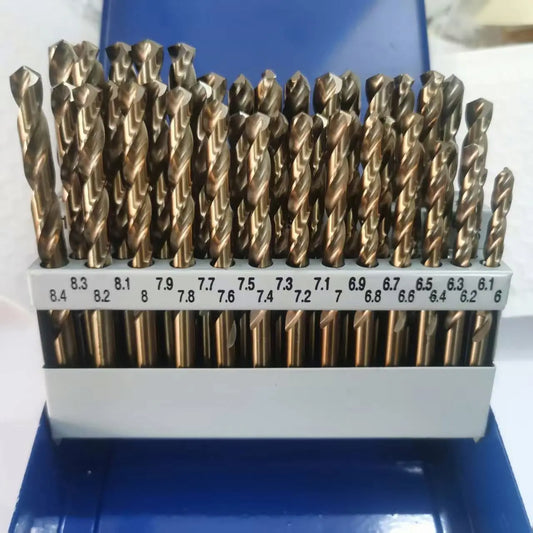 TEBAK M42 Cobalt Industrial Grade Titanium Coated HSS Twist Drill Bit Set Metal Hole Cutters for Stainless Steel Hard Metal
