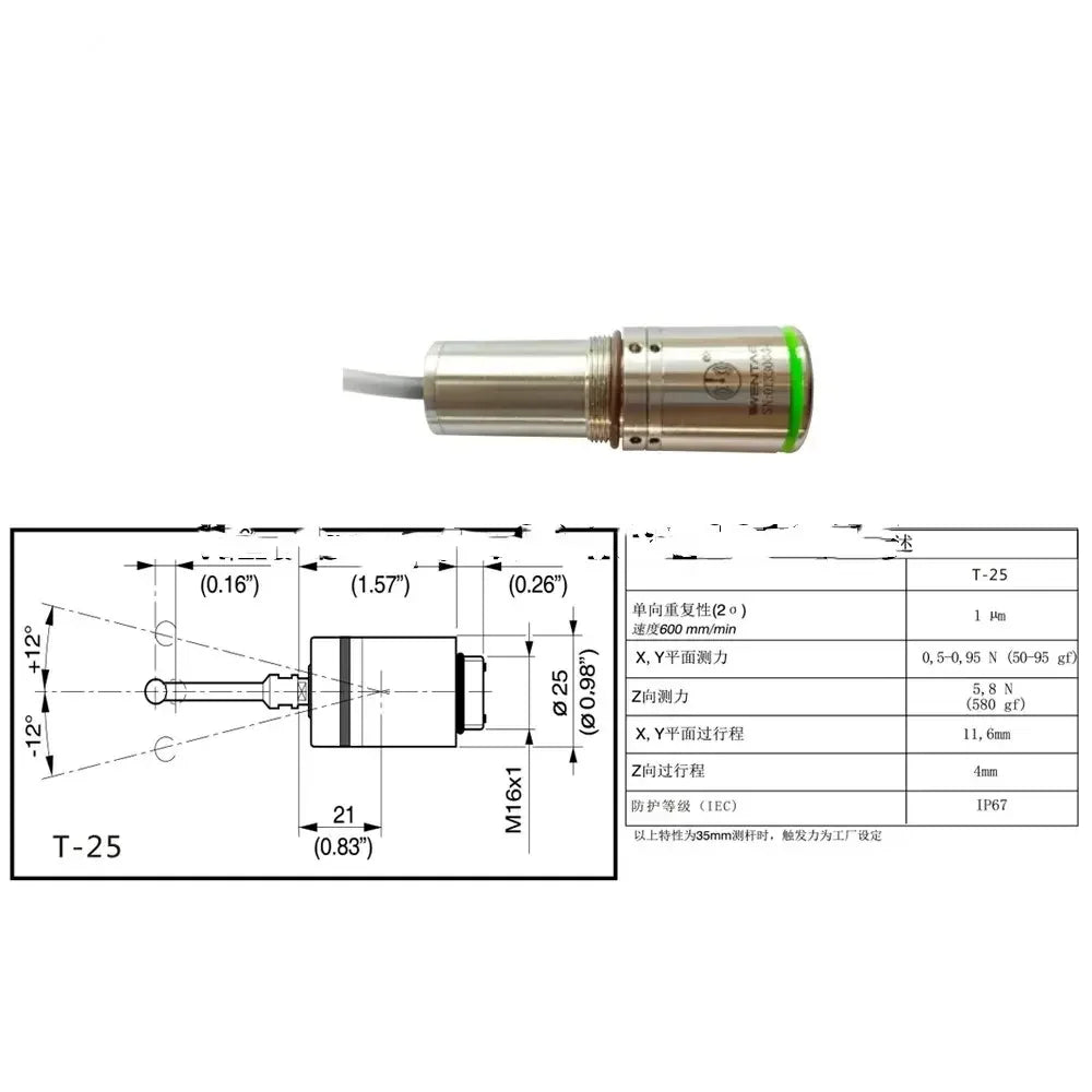 3D Contact T-25 Edge Finder Probe CNC Machine Tool Wired Probe Detection Sensor Automatic Edge Finder Hotnessaw Water Jet New