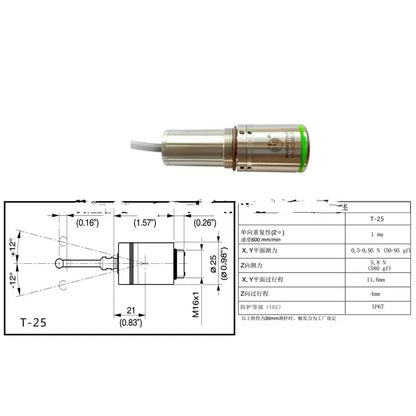 3D Contact T-25 Edge Finder Probe CNC Machine Tool Wired Probe Detection Sensor Automatic Edge Finder Hotnessaw Water Jet New