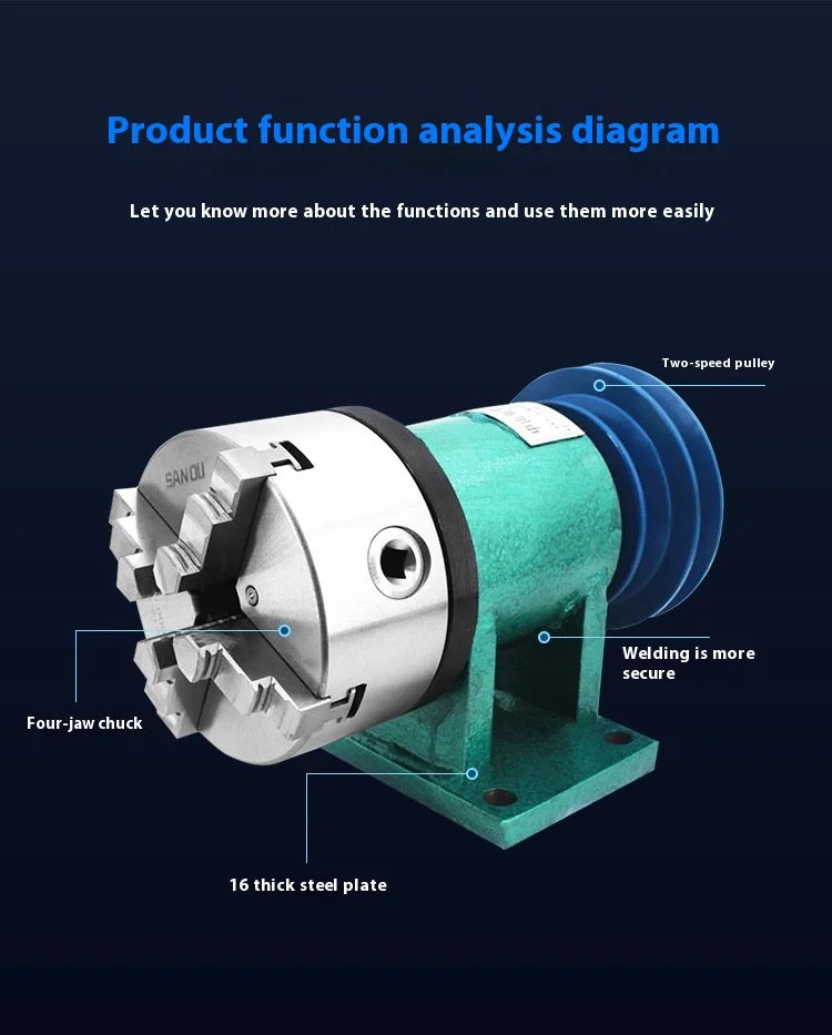 Lathe Spindle Machine Tool Woodworking Spindle Fixed Seat Collet Assembly Mechanical Card