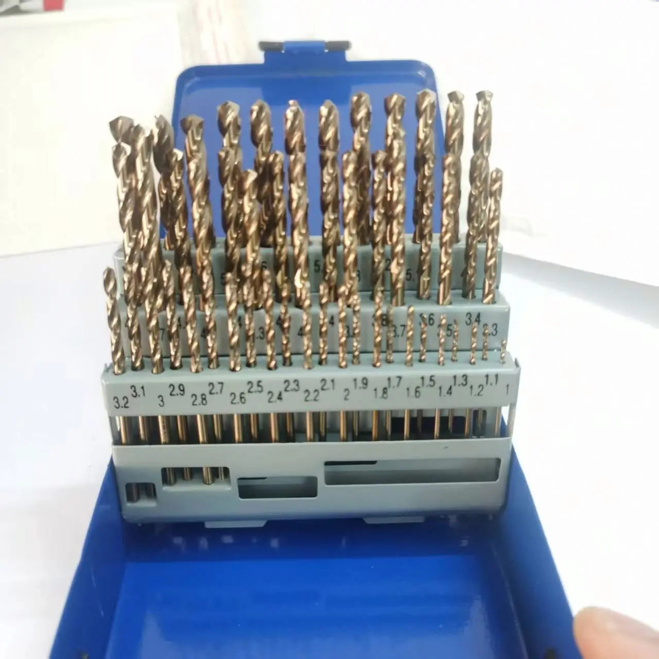 TEBAK M42 Cobalt Industrial Grade Titanium Coated HSS Twist Drill Bit Set Metal Hole Cutters for Stainless Steel Hard Metal