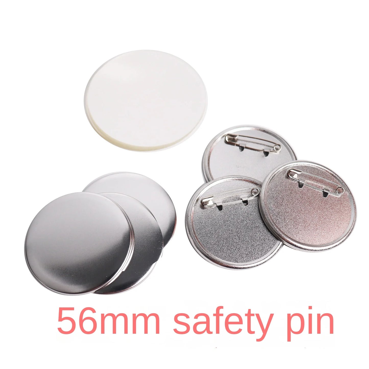 100sets 75/58/44/mm Button Raw Material Factory Round Shape Frosted Bottom Safety Pin Badge Blank  Badge Paper Clip Consumables