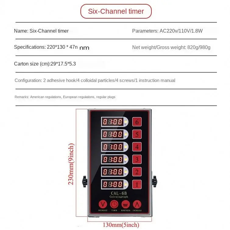 Restaurant Stainless Steel Burger Calculagraph Mechanical Timer Commercial Digital 8 Channels Kitchen Timer for Fried Food
