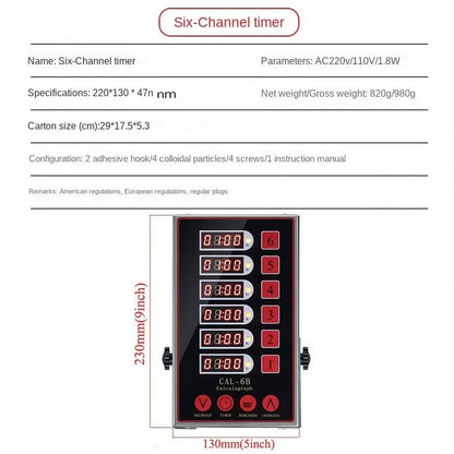 Restaurant Stainless Steel Burger Calculagraph Mechanical Timer Commercial Digital 8 Channels Kitchen Timer for Fried Food