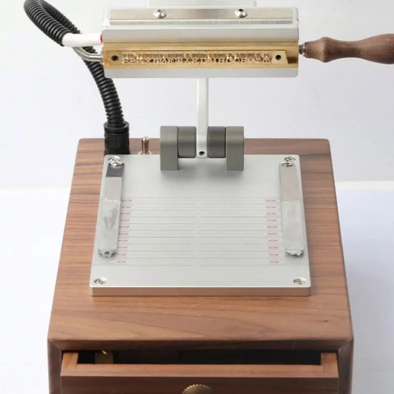 TEBAK Automatic Clothing Leather Tags Label Embossing Cutting Machine Hot Press Leather Stamping Machine