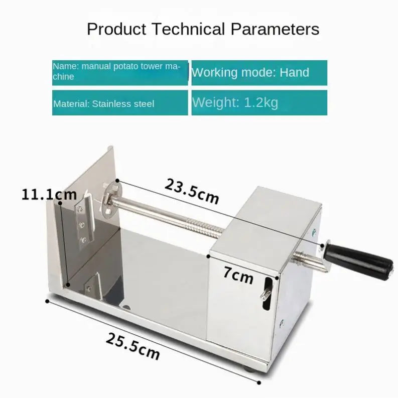TEBAK Manual Stainless Steel Spiral Vegetable Potato Chips Cutting Machine Potato Chips Twister Machine Potato Cutter Machine