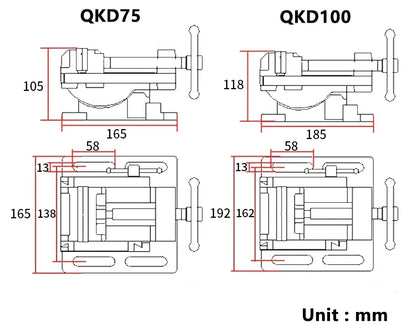 ANDUUK Milling Machine Vise QKD75 Tilting Drill Press Vice With Adjustable Angle Vise 75mm Vise Clamp with Low Price