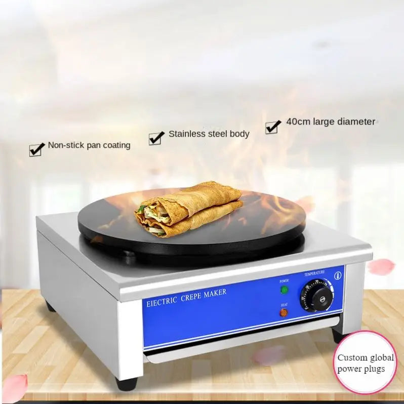 TEBAK Pancake Maker Machine Commercial Stainless Portable Kitchen Electric Crepe Maker Machine for Home Use or Commercial