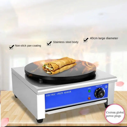 TEBAK Pancake Maker Machine Commercial Stainless Portable Kitchen Electric Crepe Maker Machine for Home Use or Commercial