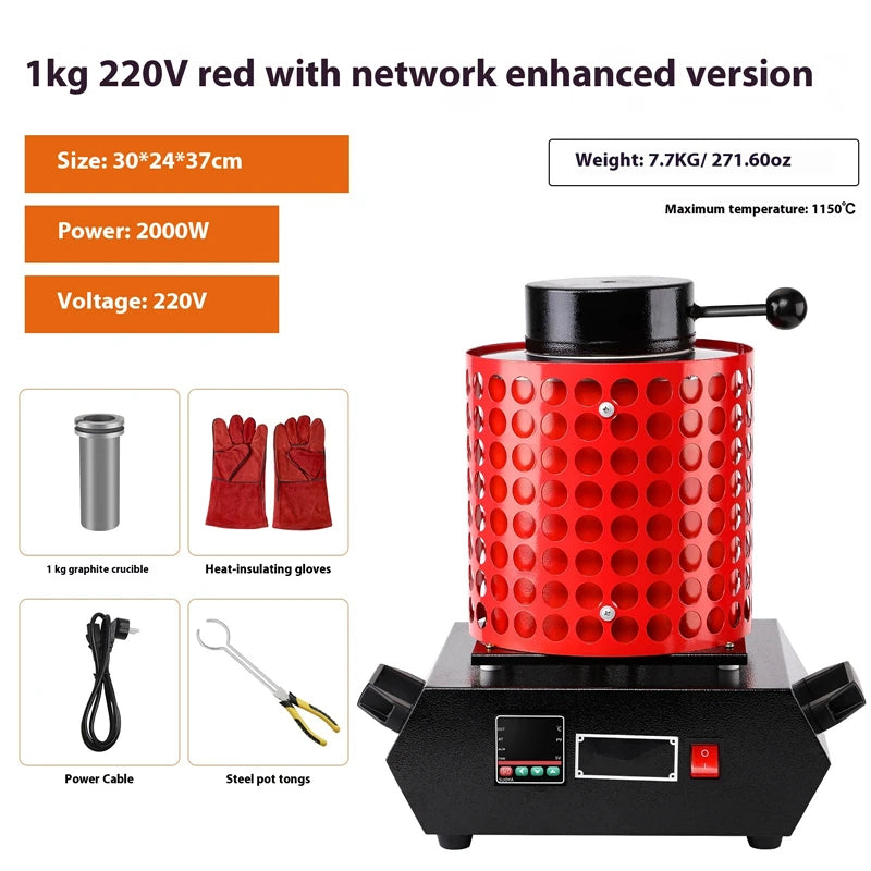 TEBAK Thermocouple Universal Melts Electric Furnace Copper Gold Heat Treatment Melting Electric Arc Heating Kilns Furnace