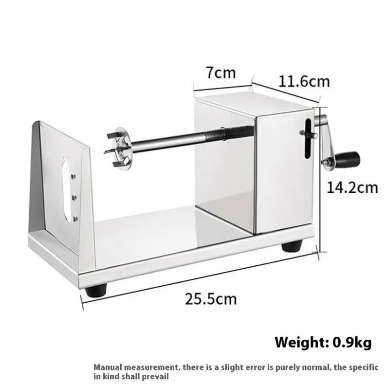 TEBAK Stainless Steel Manual Potato Tower Machine Electric Potato Spiral Cutter Vegetable Fruit Chips Slicer Cutting Machine
