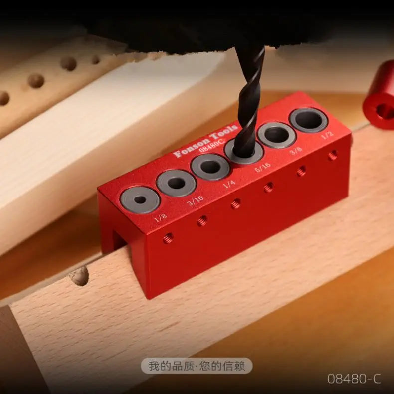 TEBAK W-126 Carpenter Portable Drilling Guide 6 Hardened Drill Guides Vertical Pocket Hole Jig Dowel Positioner Locator