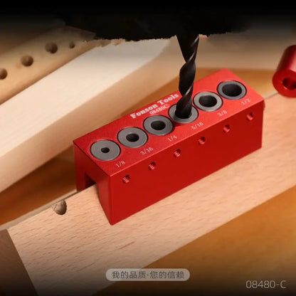 TEBAK W-126 Carpenter Portable Drilling Guide 6 Hardened Drill Guides Vertical Pocket Hole Jig Dowel Positioner Locator