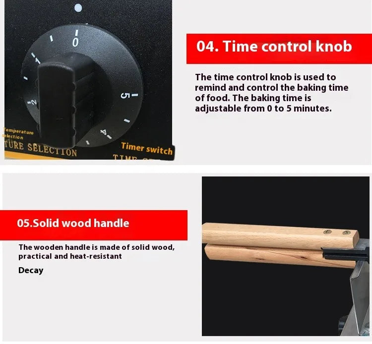 Commercial Waffle Maker Machine Stainless Steel Round Snack Machines Non Stick Rotating Waffle Making Machine