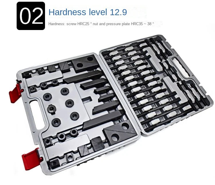 ANDUUK Milling Machine M12 M14 M16 M18 M20 MM T Slot M16 Stud Clamping Kit M12 Milling 58pcs Steel Clamping Kit