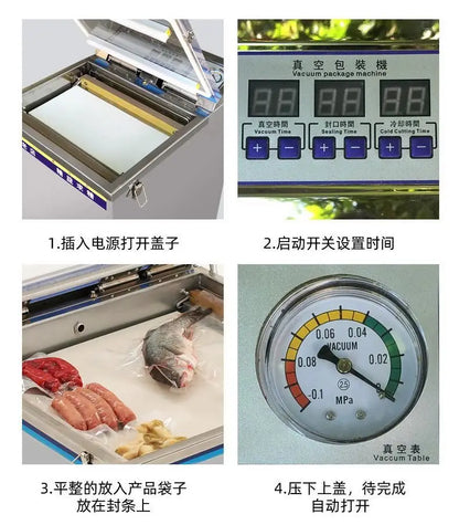 KLE-19 TEBAK Peeled Garlic Dried Fruit Rice Cheese Pizza Fish Vacuum Sealing Machinery Automatic Vacuum Sealer Packing Machine
