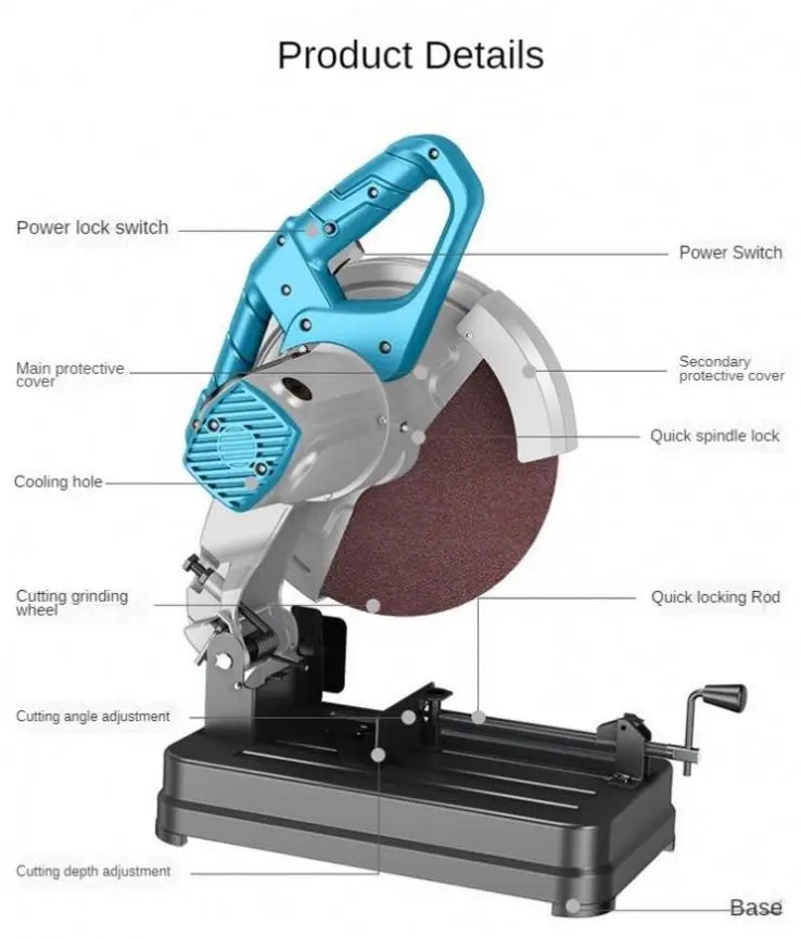 TEBAK Electric Portable Daen High Quality 7/14 Inch Portable Wood Metal Concrete Cut Off Saw Machine