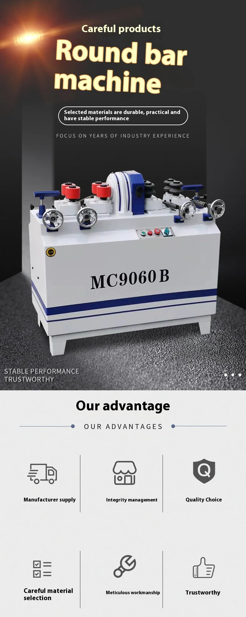 A TEBAK Semi-Automatic 60Mm Thick Wood Rod Round Stick Making Machine Rod