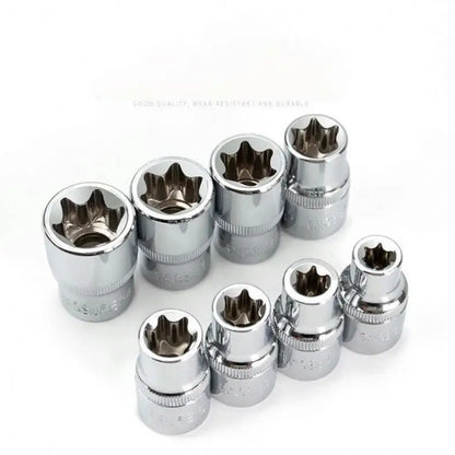 TEBAK Crv Material 14pcs/set E Torx Star Female Bit Sockets Set 1/2" 3/8" 1/4" Drive E4 - E24 Repair Tools Hand Tool Set Sleeve