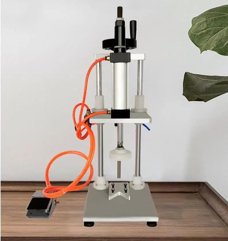 TEBAK High Efficiency Stainless Steel Beer Cosmetics Plastic Bottle Cap Small Pneumatic Capping Machine With Foot Switch