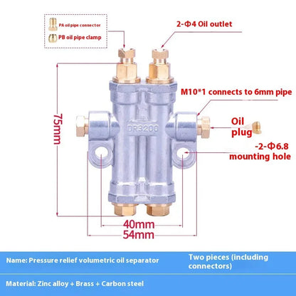 2-10 Oil outlet Lubricant Metering Device Quantitative Pressure Relief Oil Grease Distributor for Lubrication System